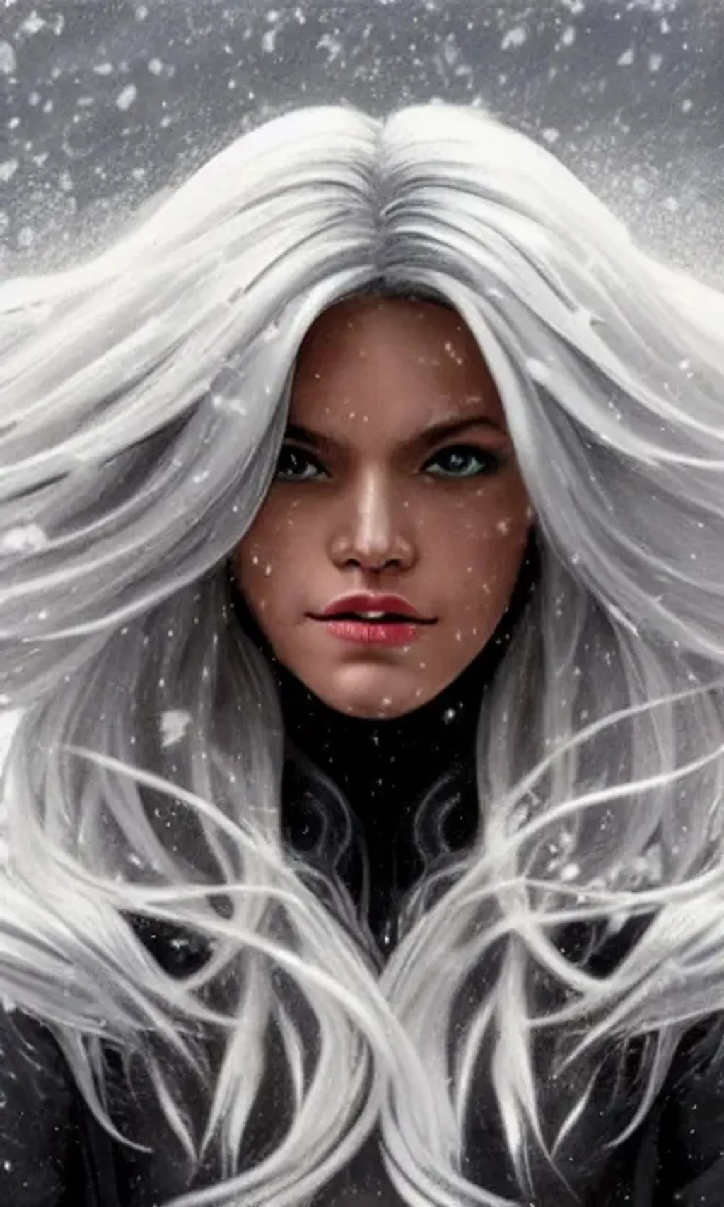 Prompt: Portrait of {Xmen Storm} with {white grey} balayage hair and with cute face, {Snowy Vibe}, perfect composition, hyperrealistic, super detailed, 8k, high quality, trending art, trending on artstation, sharp focus, studio photo, intricate details, highly detailed, by greg rutkowski