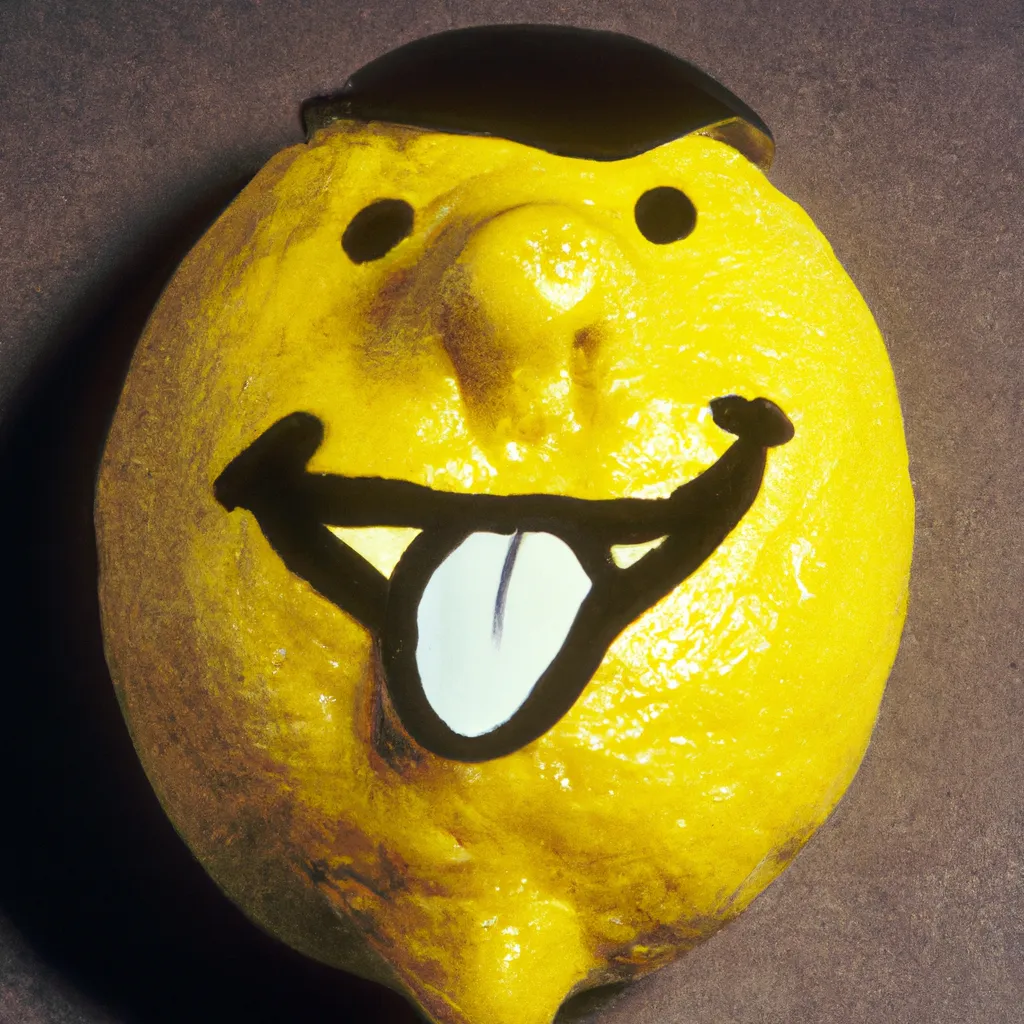 Prompt: a lemon character photo from 1990s