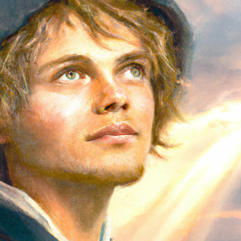 Prompt: cosy, professional Painting, , Young, amish man,  Messy Hair, detailed face, detailed lips, detailed nose, looking at the viewer, in the sea,  sun rays, s, by Pierre-Auguste Renoirb, nostalgic lighting, centered