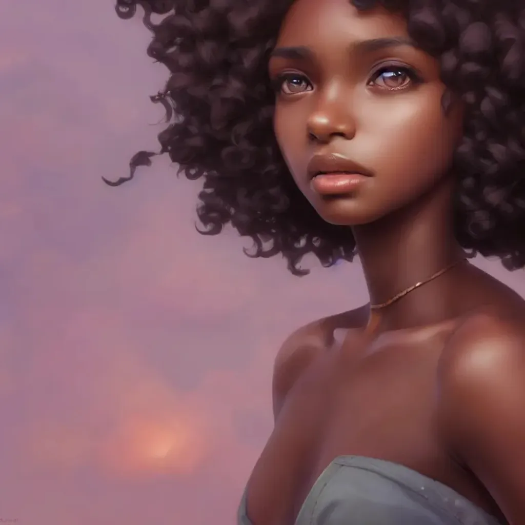 portrait of a melanin brown skin girl, smooth soft s... | OpenArt