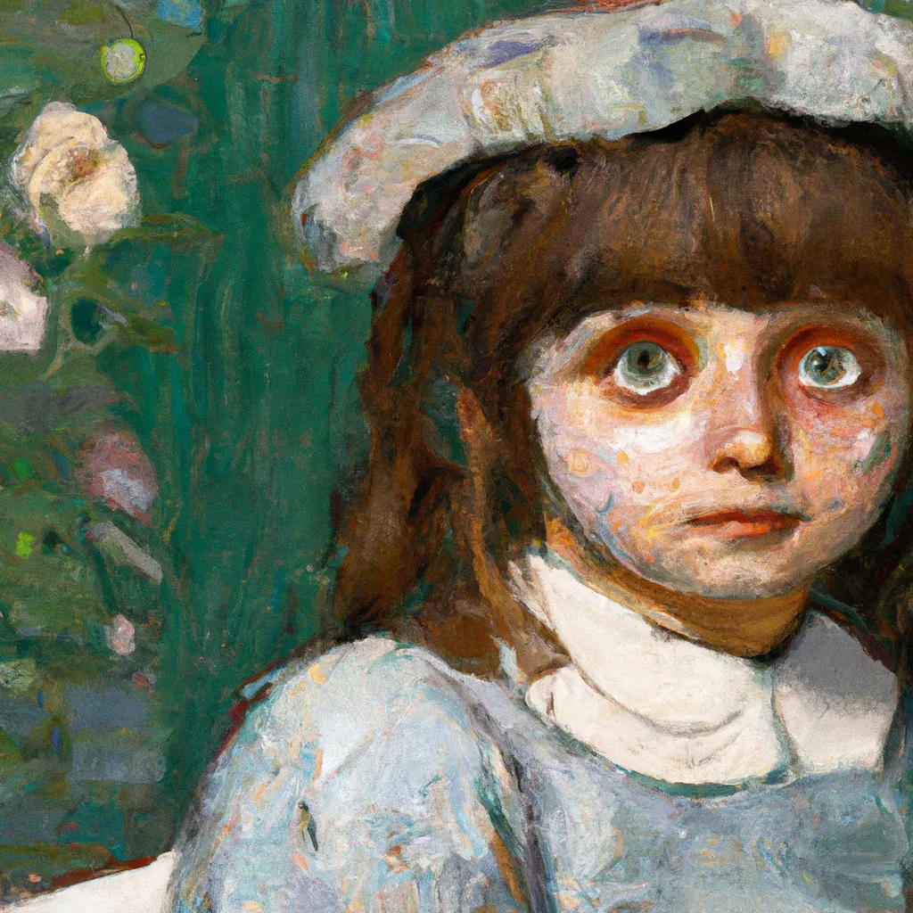 Prompt: Pie Eyed Girl, 1880, by Claude Monet