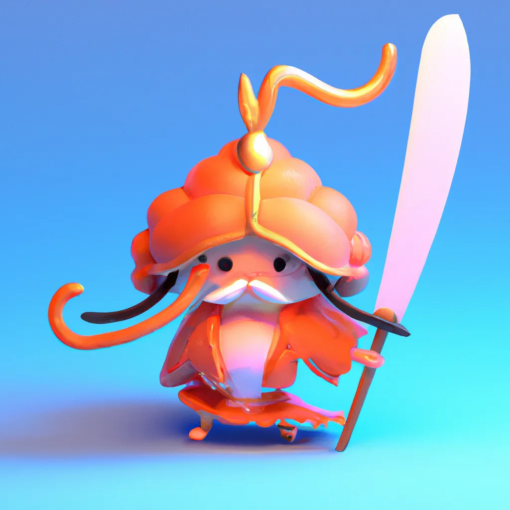 Prompt: cute chibi shrimp tempura in a samurai warrior suit, 3d render, unreal engine 5