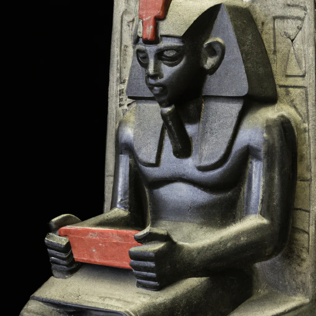 Prompt: Ancient Egypt statue of Darth Vader playing a video game