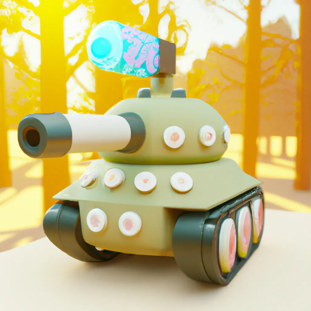Prompt: cute 3D render of a rounded tank turtle in a clay style, with machine gun on shell, standing on a yellow colored brick block, a frontal view, colorful forest background, substance 3d painted, blender, glossy texture, volumetric lighting, high resolution, trending on behance.net, by nintendo