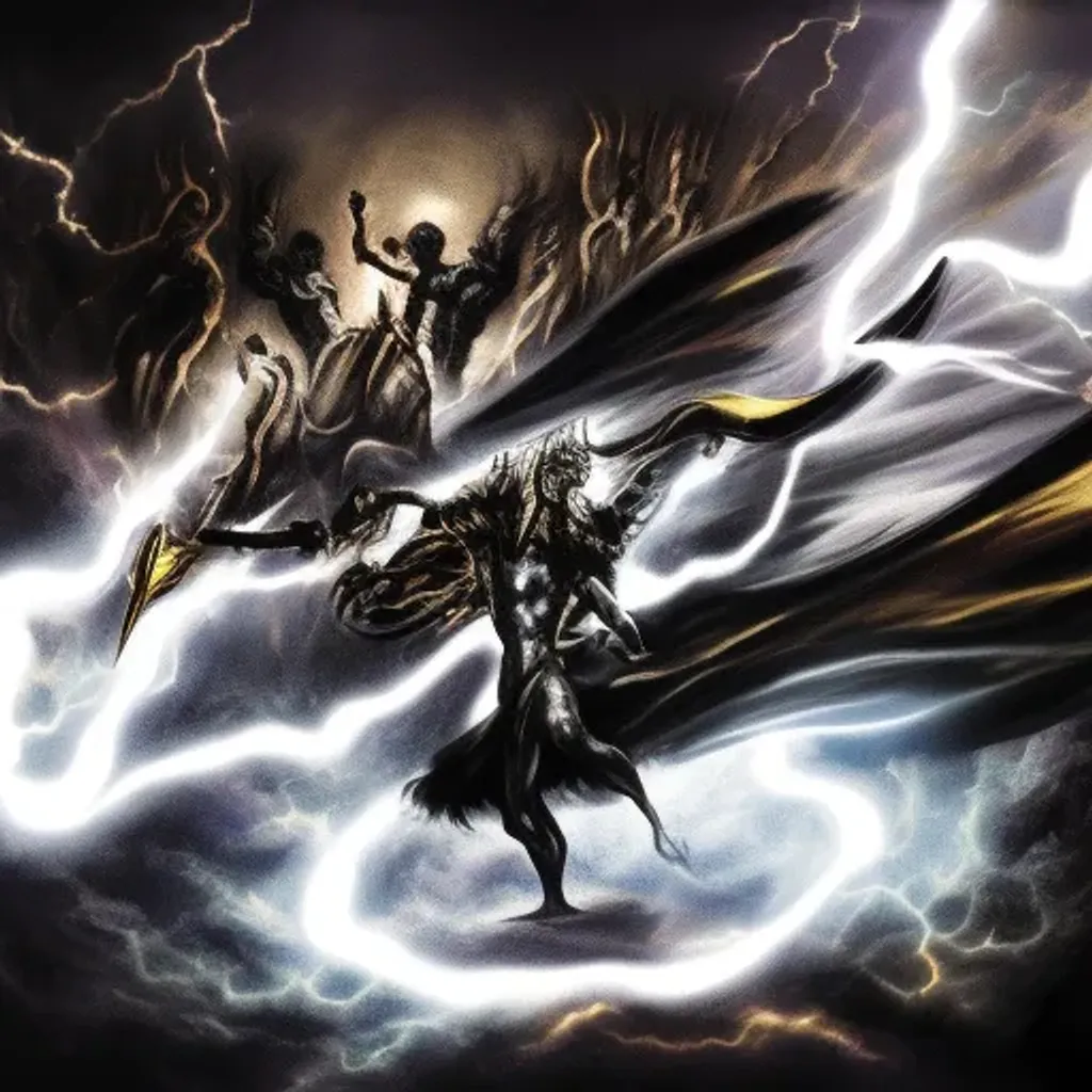 Prompt: God lightning bolt hades chariot