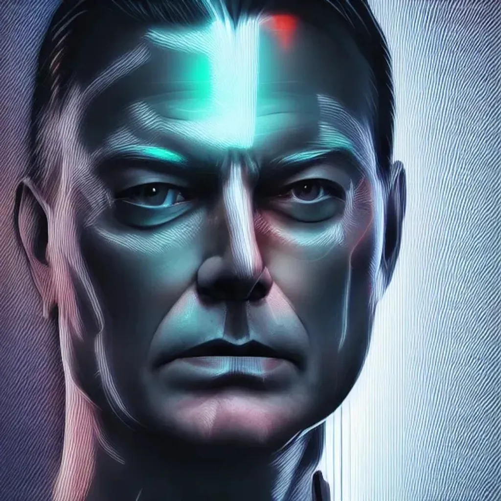 Cyberpunk Viktor Orbán, Glowing lines in the side of... | OpenArt