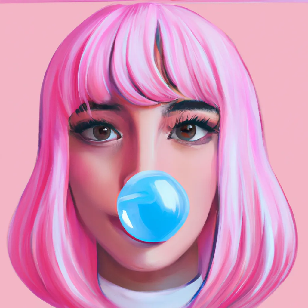 Prompt: Portrait of Girl with bubble gum pink hair and with cute face, hyperrealistic, super detailed, 8k, high quality, trending art, pink background 