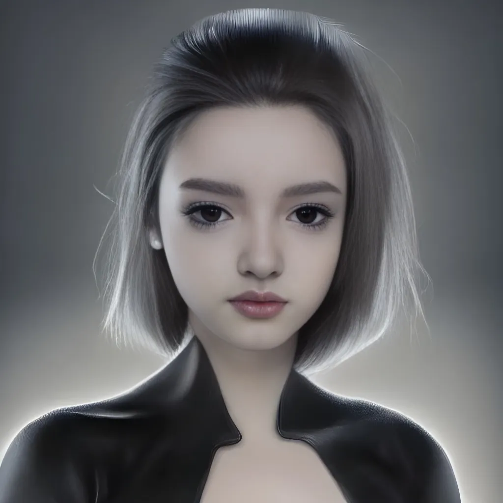 Prompt: highly detailed facial portrait of a pretty young cute girl, looking at the camera, white hairs, eyeliner makeup, black skirt, black clothes, black crop top, full length, ultra-realistic soft sun lighting, Redshift Render, hd, 4k, 8k, artstation, illustration, teenager, in style of sam yang, in style of greg rutkowski