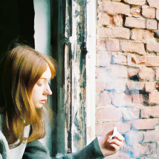 Prompt: /imagine Red-haired girl with freckles, smokes a cigarette, in an old apartment, looks out the window, outside the window is New York, autumn, Super-Resolution, Photorealistic, Blinks, Pentax k1000, aesthetic