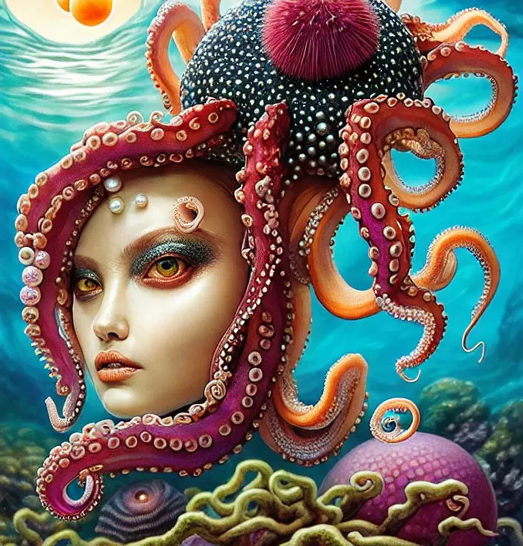 (Wreathed) aesthetic octopus shapeshifter (((humanoi...