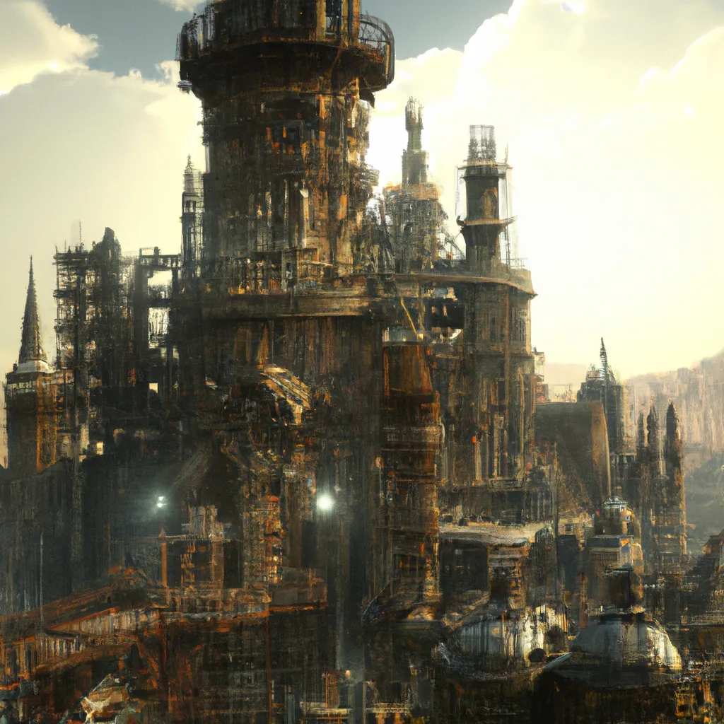 Prompt: an immense and splendid steampunk castle, robotic atmosphere, digital art, 32k, unreal engine 5, octane render