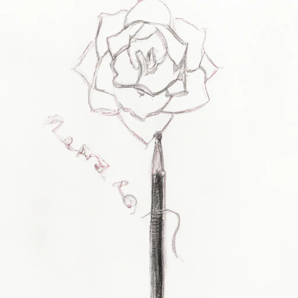 Prompt: Anime visual top-down view of a rose drawn in pencil, shot by Akiyoshi Hongo, official media