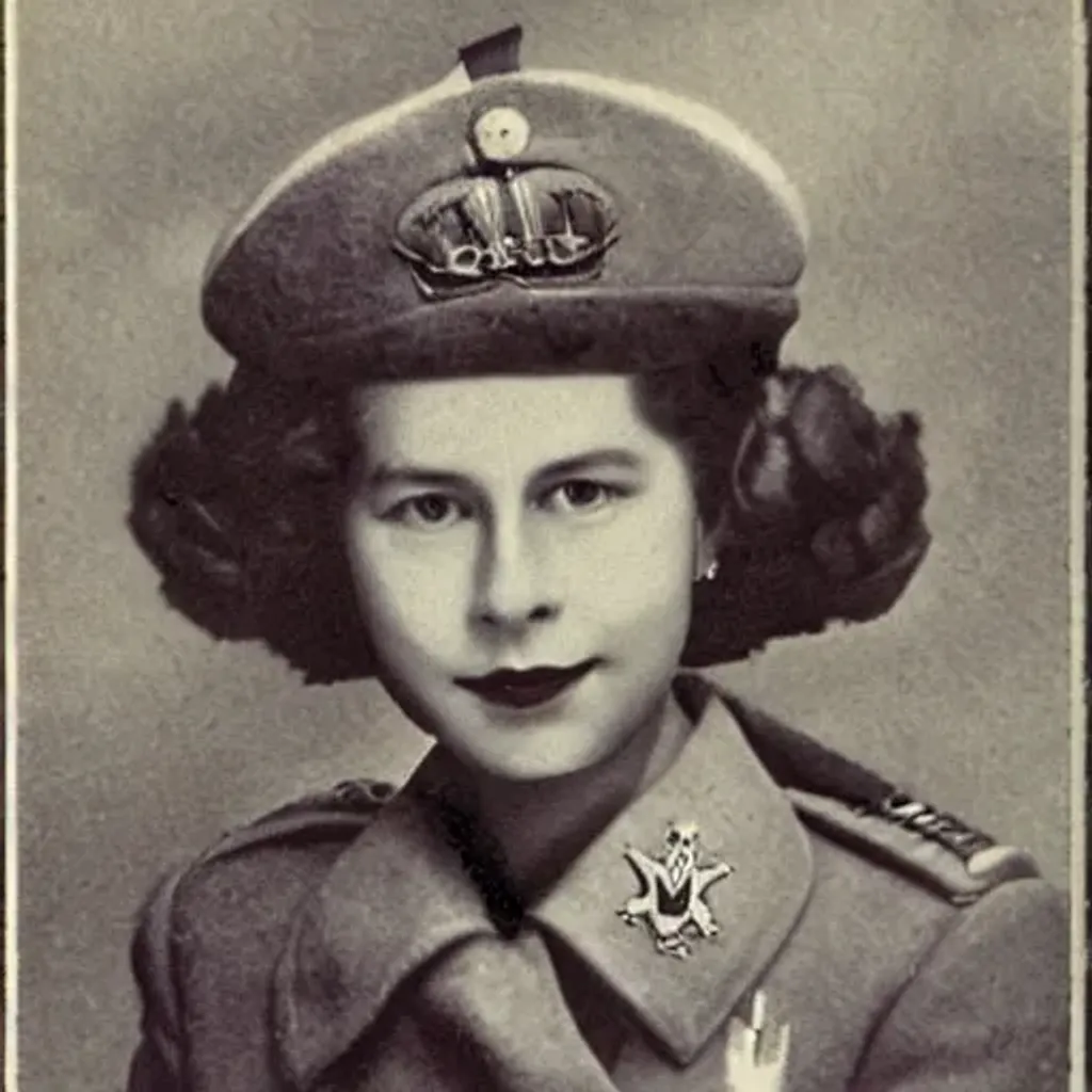 Prompt: young queen elizabeth in full WWII combat gear as a cartoon