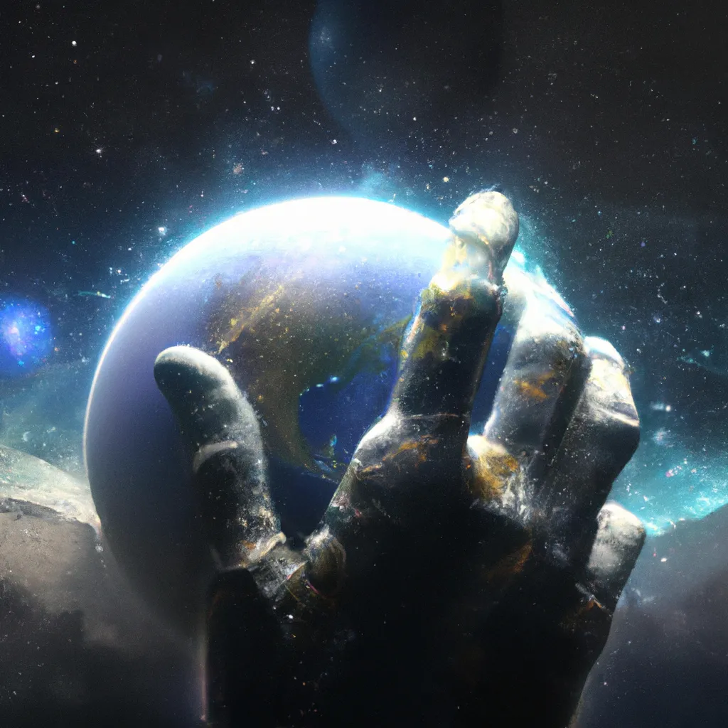 Prompt: a digital painting of the hand of god holding the planet earth from space, nebulas, gallaxies, moody lighting, 8 k resolution, octane render, trending on artstation, by h. r. giger and greg rutkowski , haze, ultra-detailed, film photography, light leaks, Larry Bud Melman, trending on artstation, sharp focus, studio photo, intricate details, highly detailed, by greg rutkowski