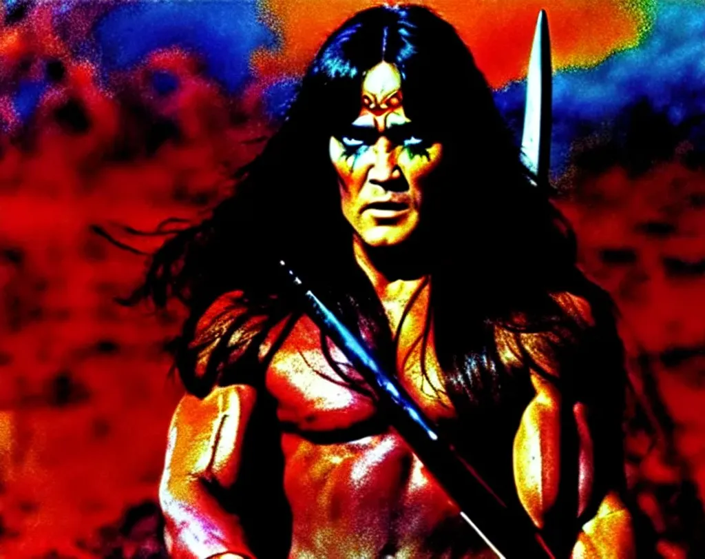 Prompt: Portrait of Conan the Barbarian expressionism