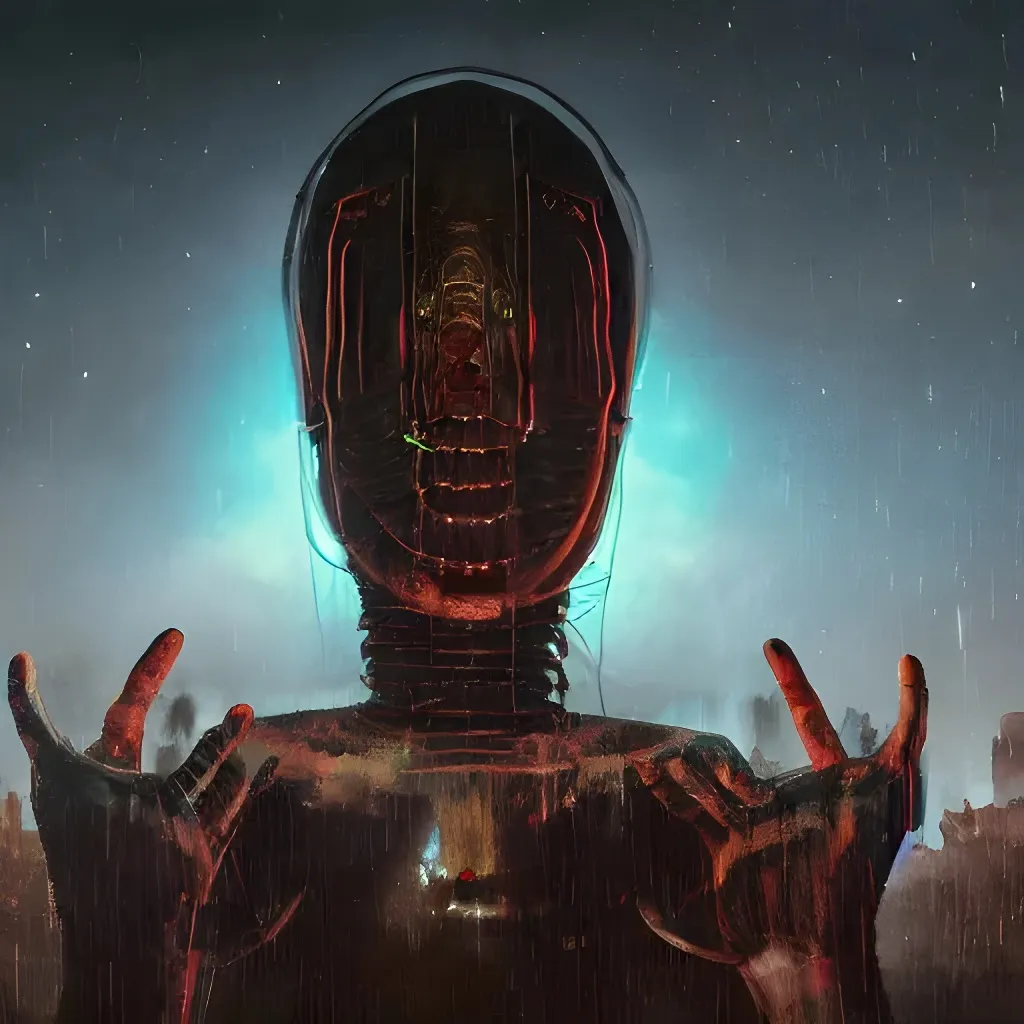 Prompt: 8k photo of Piet, hands in front with eyes in the center, by Hans Ruedi Giger and Simon Stålenhag and greg rutkowski and Willem van Veldhuizen, vivid, colorful