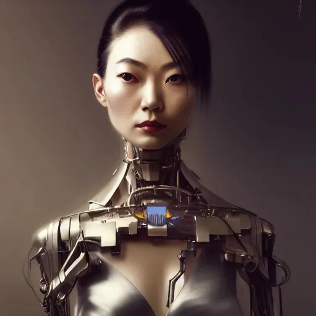 Prompt: elegant portrait Japanese woman as cyborg, electrical details, wires under skin, aeon flux profile picture by greg rutkowski, dynamic pose, intricate, futuristic, fantasy, elegant, by stanley artgerm lau, greg rutkowski, thomas kindkade, alphonse mucha, loish, thierry mugler, norman rockwell
