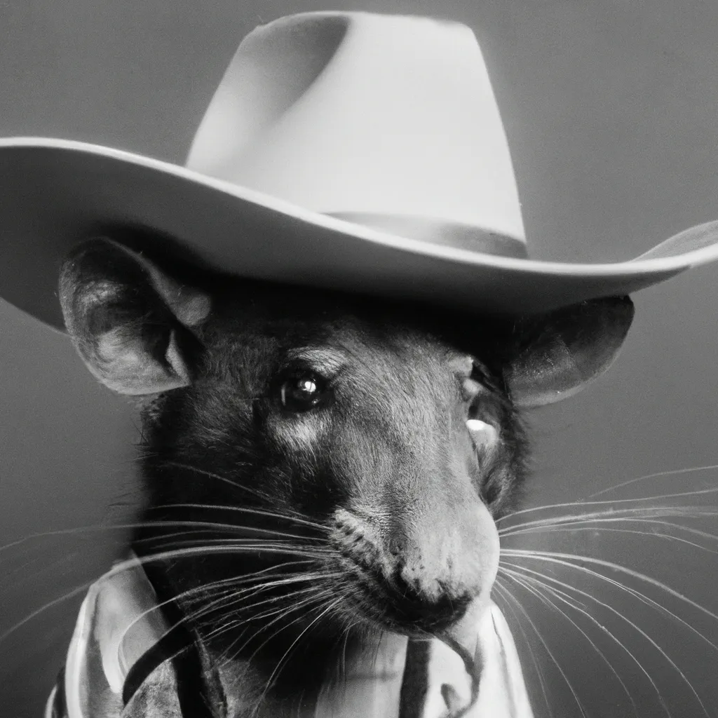 Prompt: mugshot of a rat as a cowboy in 1920s