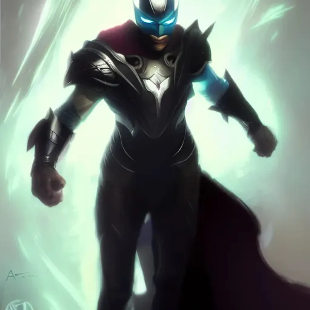 Prompt: superhero, concept art, by Aleksi Briclot, antipodeans, protogen, league of legends arcane, endgame boss, ability image