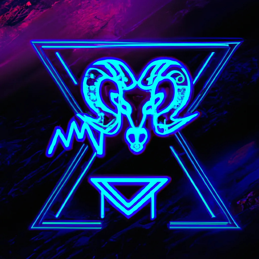 Prompt: aries, hieroglyphics, neon, synthwave, exploding star, hypersonic