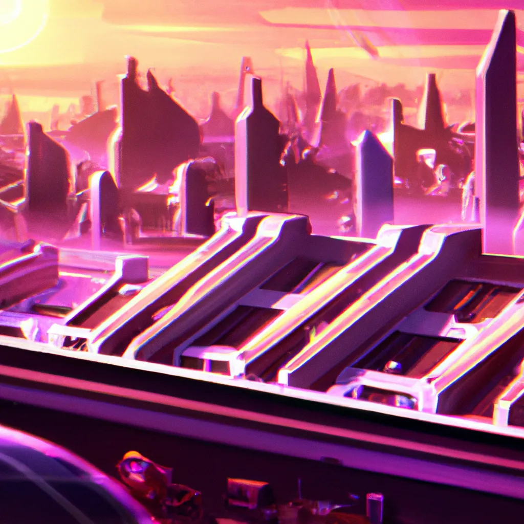 Prompt: Isometric futuristic city during pink sunset, tilt-shift, trending on ArtStation, matte painting by Greg Rutkowsky