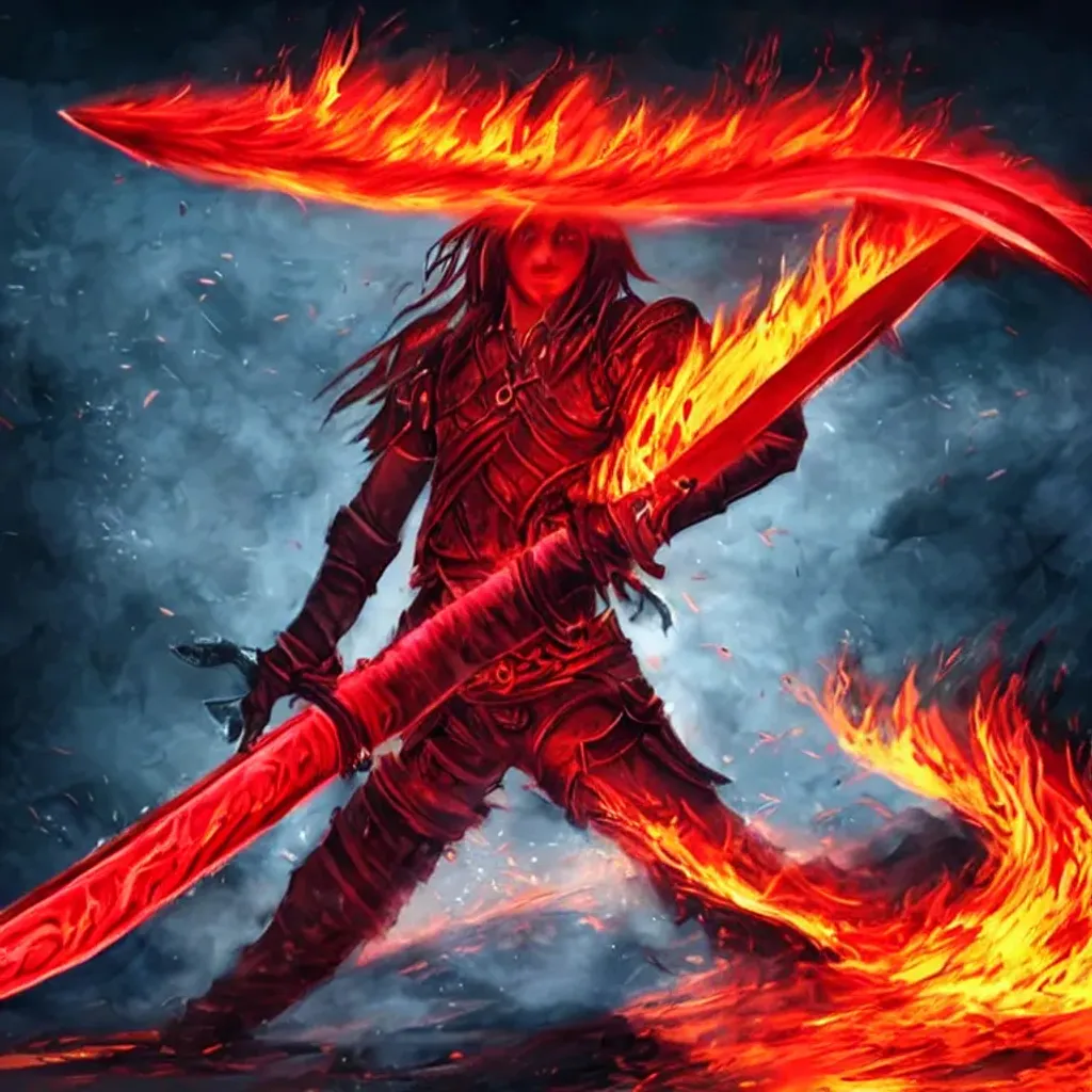 Red sword, On fire | OpenArt