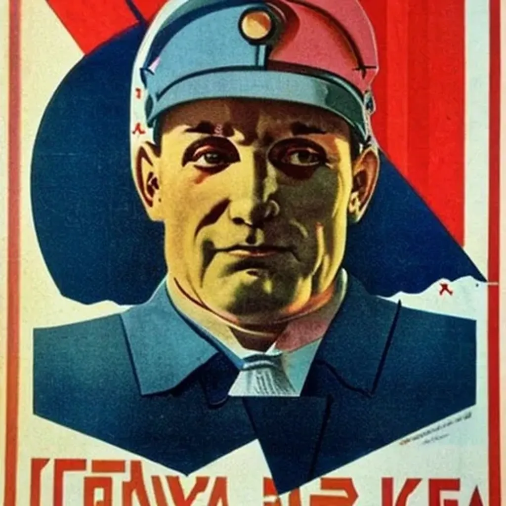 Prompt: Old Soviet work propaganda poster.  