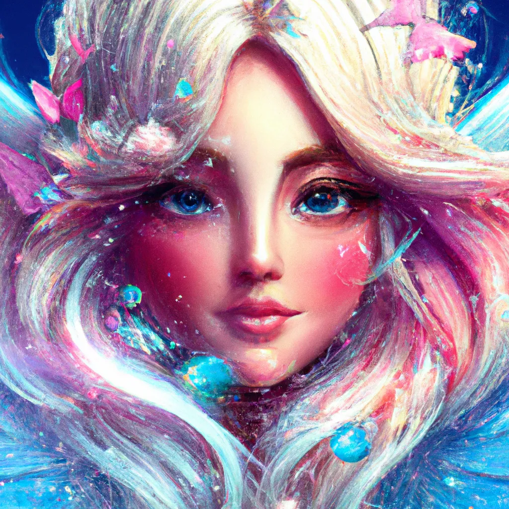 Prompt: detailed face, upper half body portrait, digital character concept art of Fairy queen with very long  silver hair and blue long dress with golden-pink wings posing elegantly by wlop and greg rutkowski on artstation, highly coherent, pink particles floating in air, trending on r/charming, strong bright colours, record breaking digital art, hyperrealistic, studio lightning, very coherent, highly detailed, 32k, unreal engine 5, octane render