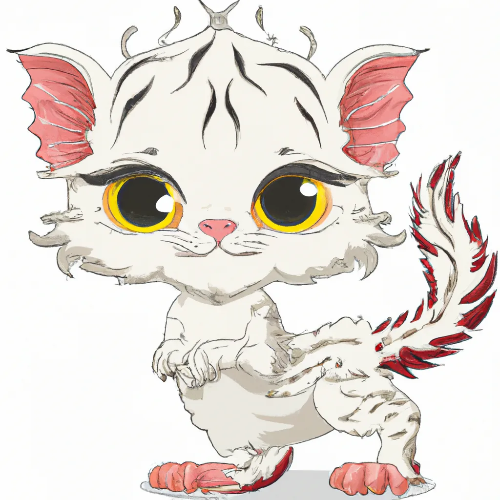 Prompt: a cute and adorable cat dragon hybrid, animal hybrid, sticker illustration