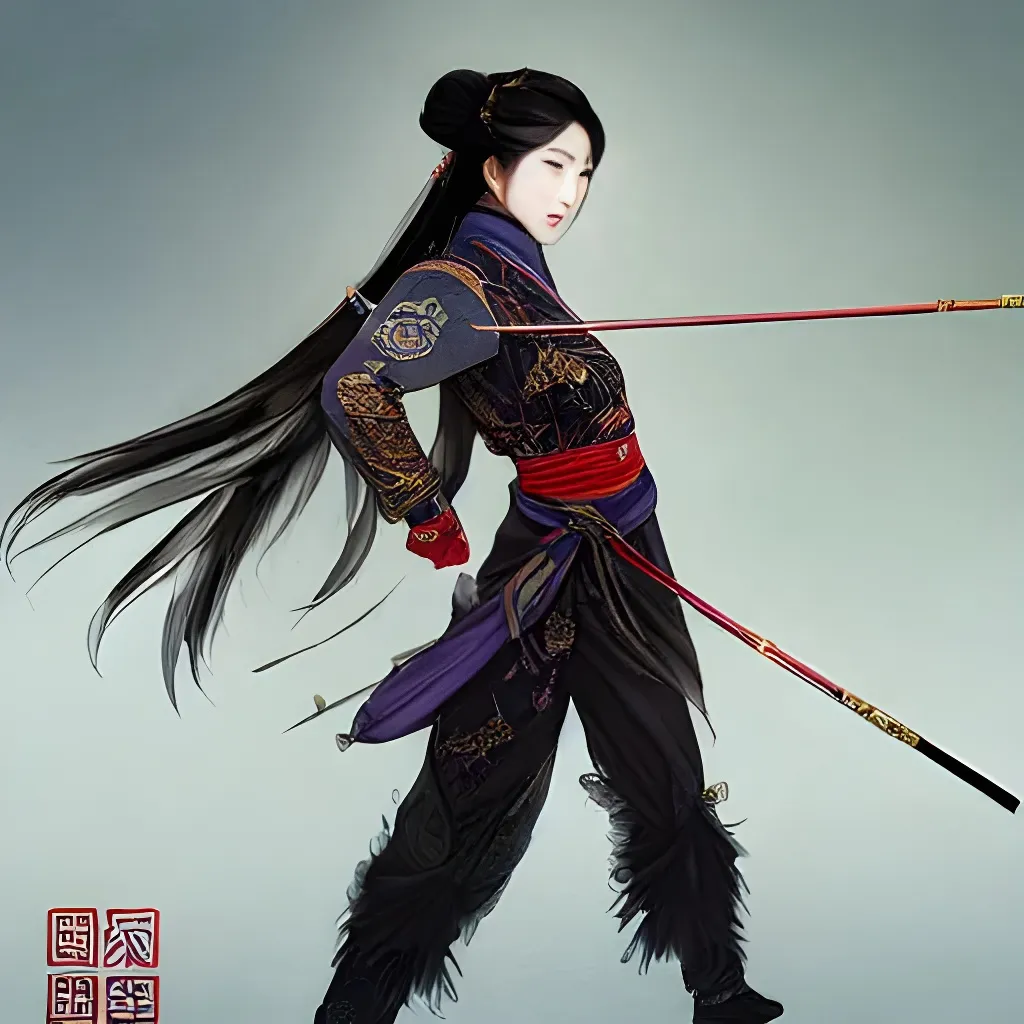 Prompt: An epic fantasy wuxia illustration portrait of a beautiful Chinese female sniper wearing tactical military hanfu, full body XIANXIA, manga, intricate linework, depth of field by Yoji Shinkawa 4k -n 4 -i, pi, artstation, pixiv, artgerm, unreal engine, masterpiece, bright colours, high quality