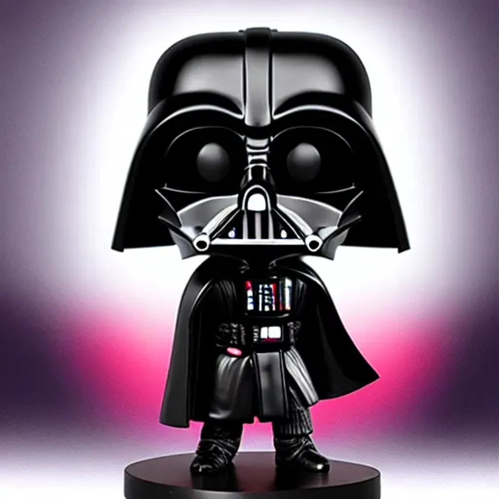 Prompt: Funko pop Samurai Darth Vader figurine, made of plastic, product studio shot, on a white background, diffused lighting, centered