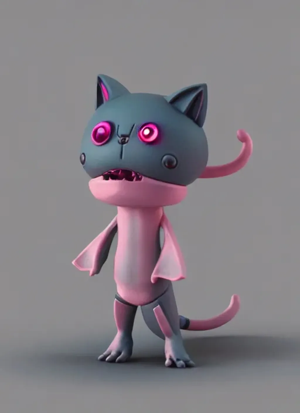 Prompt: tiny cute Alien Cat toy, standing character, soft smooth lighting, soft pastel colors, skottie young, 3d blender render, polycount, modular constructivism, pop surrealism, physically based rendering, square image