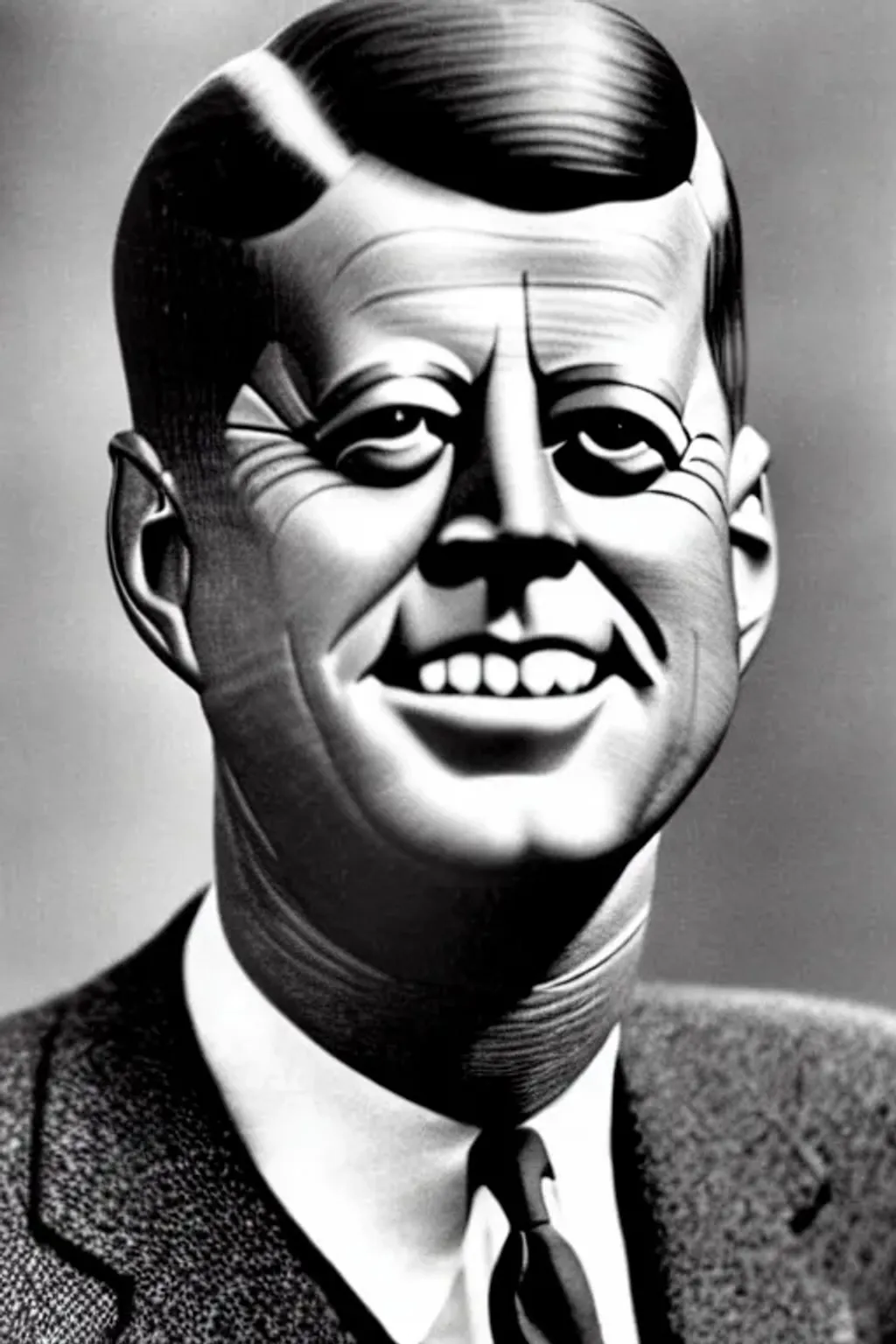 Prompt:    John F. Kennedy caricature, perfect facial features, vivid color, cinematic, epic, intricate, animated, Pixar, ((((((((perfect ears)))))), ((((((((((perfect eyes))))))), perfect nose, perfect teeth, ((((((((perfect body)))))))), ((((((((perfect hands)))))))), (((((((perfect legs)))))), (((((((perfect feet))))))), (((((((((perfect toes)))))), ((((((((((((highly detailed body)))))))), (((((((chiseled features))))))