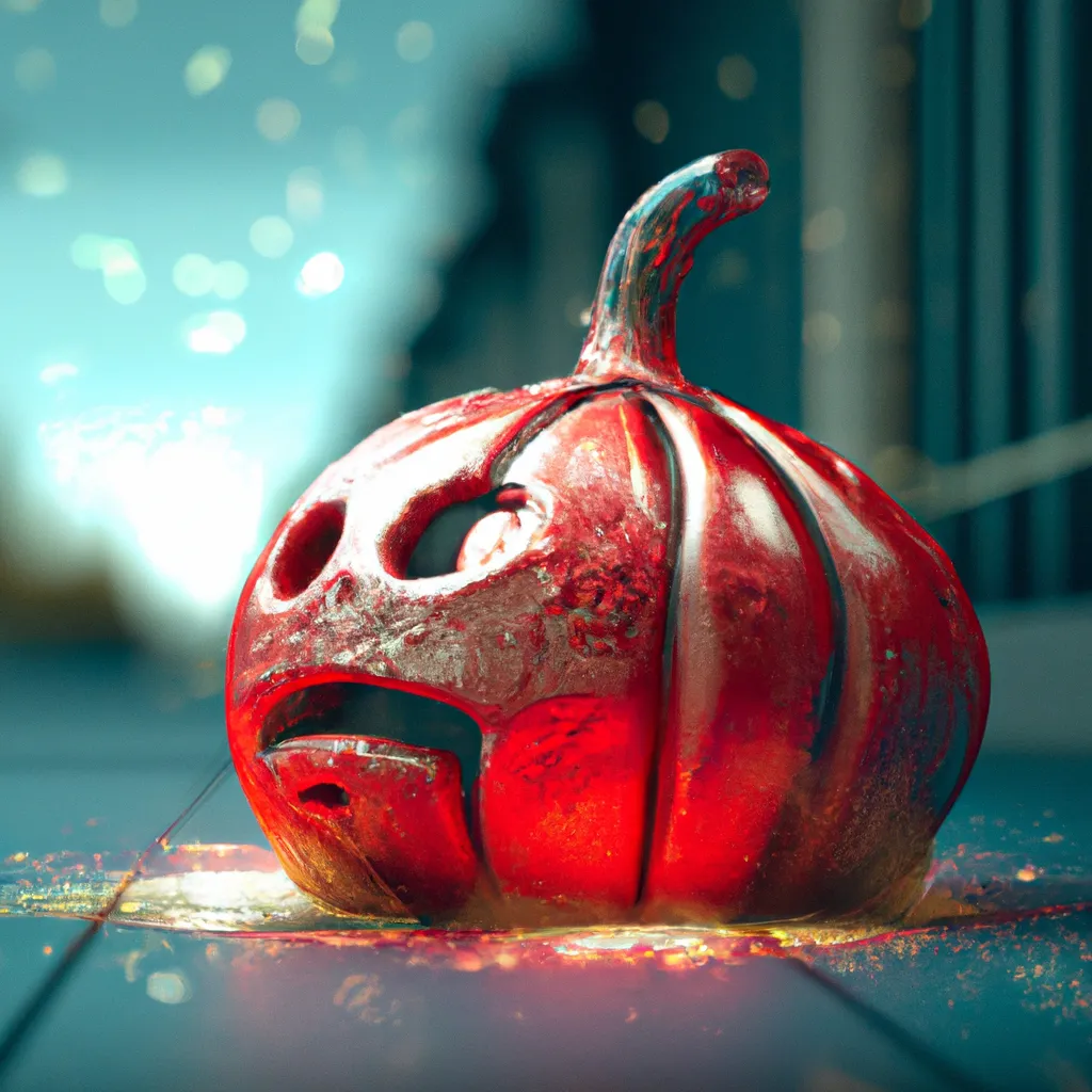 Prompt: spooky Halloween red pumpkin, Fantasy Hyper detailed digital matte painting, concept art, hyperrealism, Cinema 4D, 8k resolution, 64 megapixels, coherent, bokeh, CGSociety, ZBrush Central, behance HD, hypermaximalist, a masterpiece, 4K