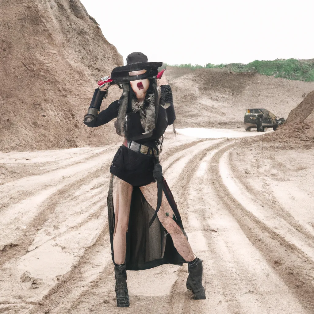 Prompt: Voluptous woman in the style of mad max, gothic and cyberpunk clothes, photograph, full body, real