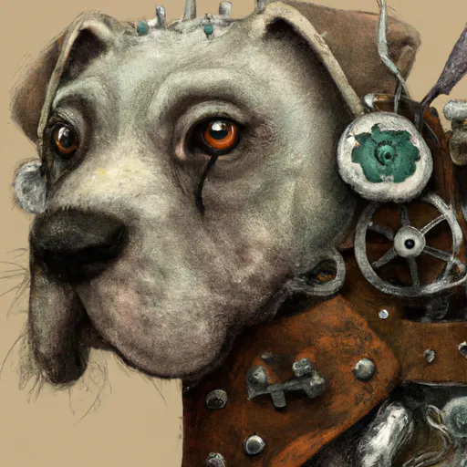 Prompt: Steampunk dog, artstation