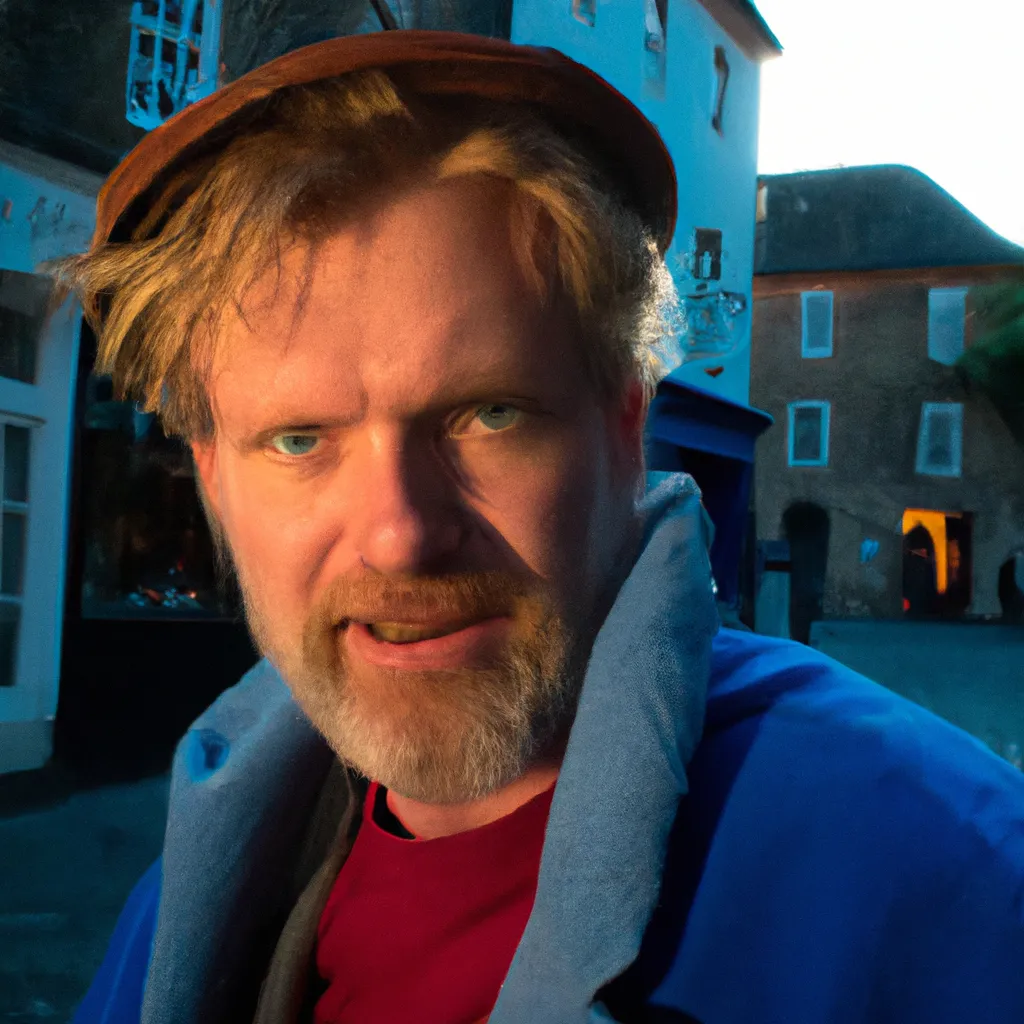 Prompt: a portrait photo of a goblin detective, interesting lighting, vivid color, friendly, f/22 35 mm, on a quaint British street