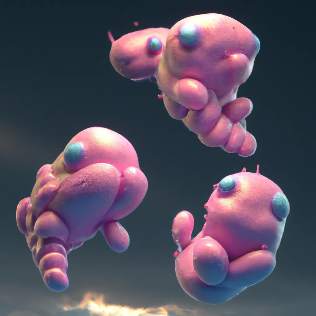 Prompt: Cute monsters at sky flying dreamlike, crystal clouds, cute 4d rendered, bioluminescent, sharp focus, cinematic, extremely detailed, studio quality, trending in artstation, smooth