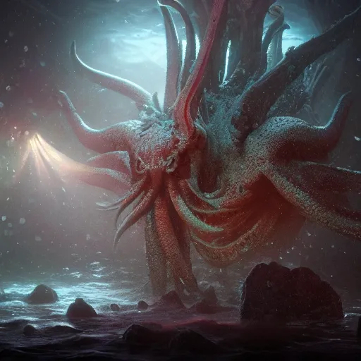 Cthulhu underwater, volumetric lighting, concept art... | OpenArt