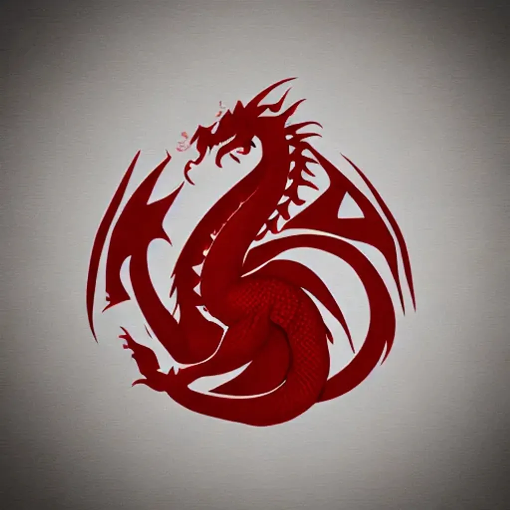 Round Logo of a red dragon symbol | OpenArt