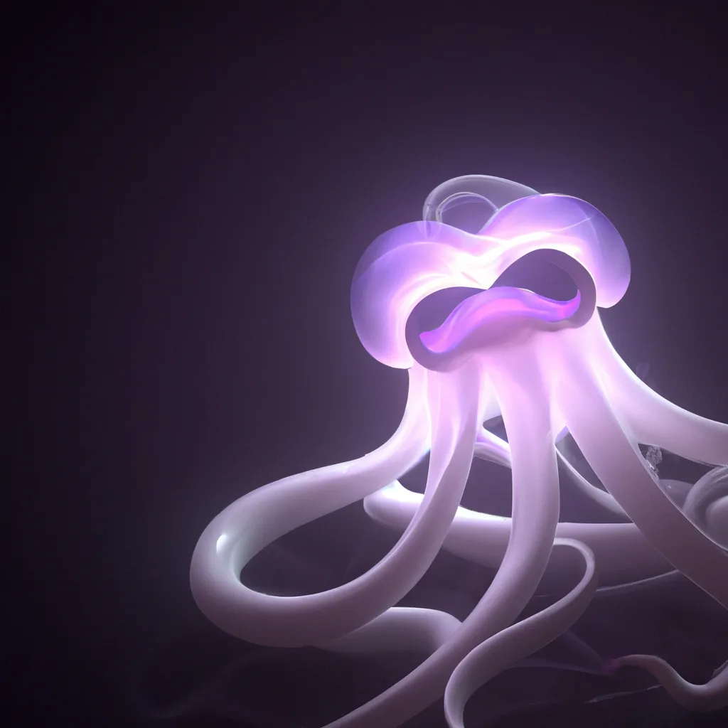 Prompt: Curvaceous Light beings | mystical dancing purple anemone as a light bending cute angel covered in streaks of halogen light in the style of Hieronymous Bosch, Bruce Pennington, Dali, Munch, Escher, Klarwein, Yamamoto, Hattori, Leyendecker, Mullins, Magritte, Giger | muted soft tones | dark background | ultra sharp focus | 3d octane render artstation trending 8k unreal engine | centered | Disney Pixar Dreamworks 