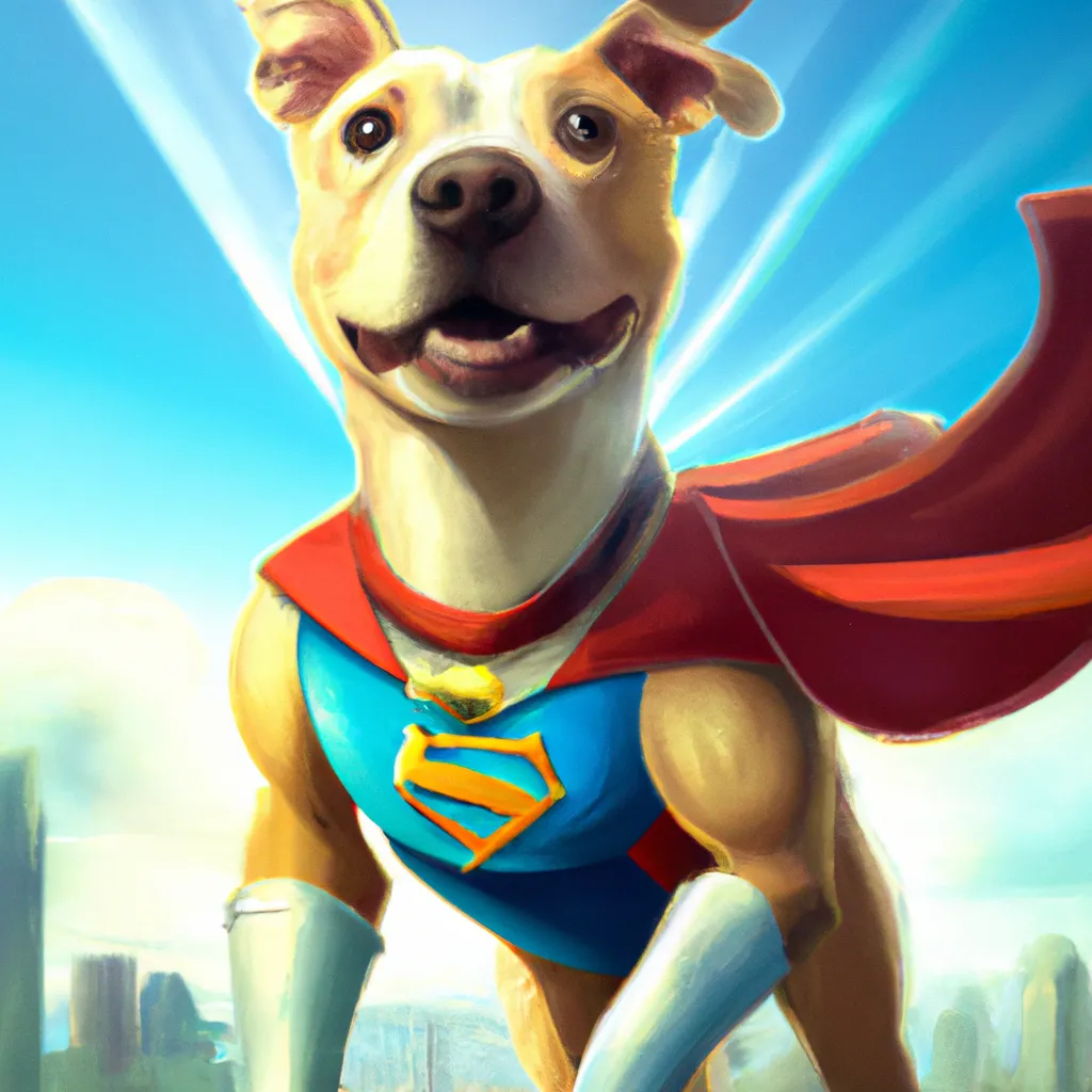 Prompt: superman but he is a dog , 4k, detailed, digital art , trending on ArtStation