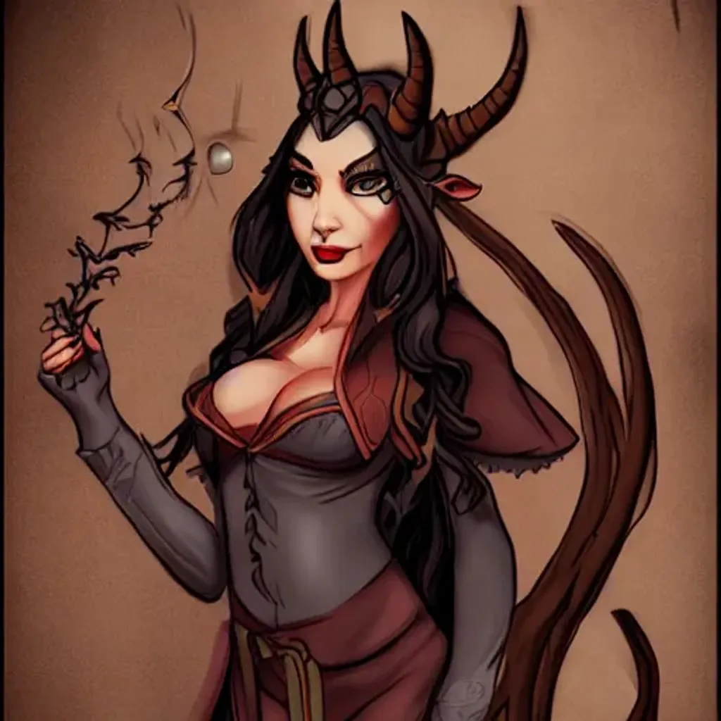 Prompt: Female tiefling witch