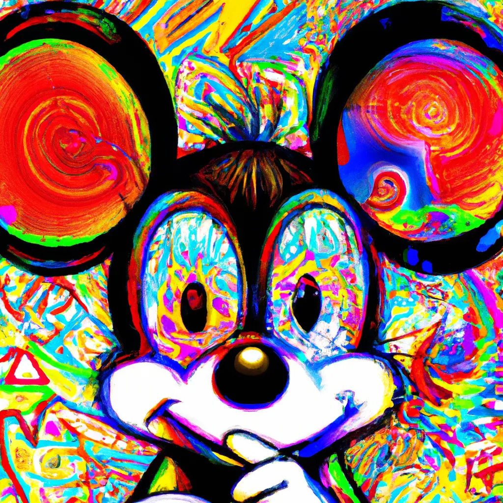 Prompt: Psychedelic Mickey Mouse portait