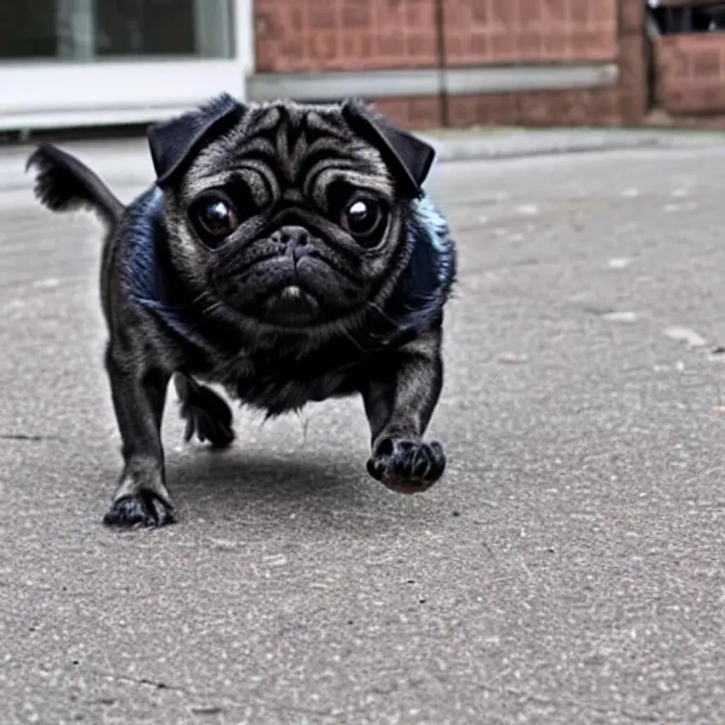 dynamic pug and aerodynamic chicken nugget inside a... | OpenArt