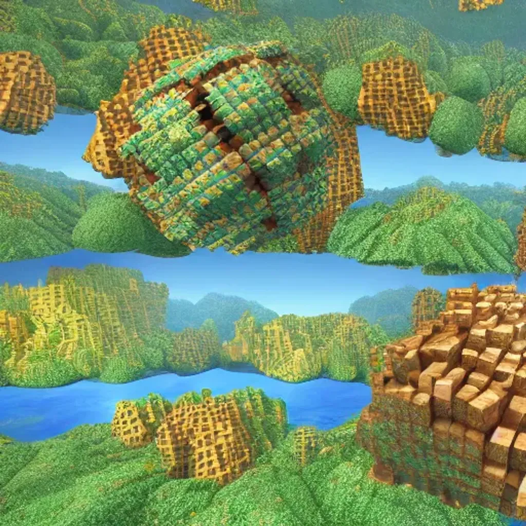 Prompt: 3d. Evolution Species Landscape, Metaspace. Panoramic View, High Focus, Forest Tree Land, Octagon, Decahedron, Super Monkey Ball 2, Checkered, Boxed in, wavy grid, Floating Islands, Paper Birds, Ornate, Sublime, World1 Area1.