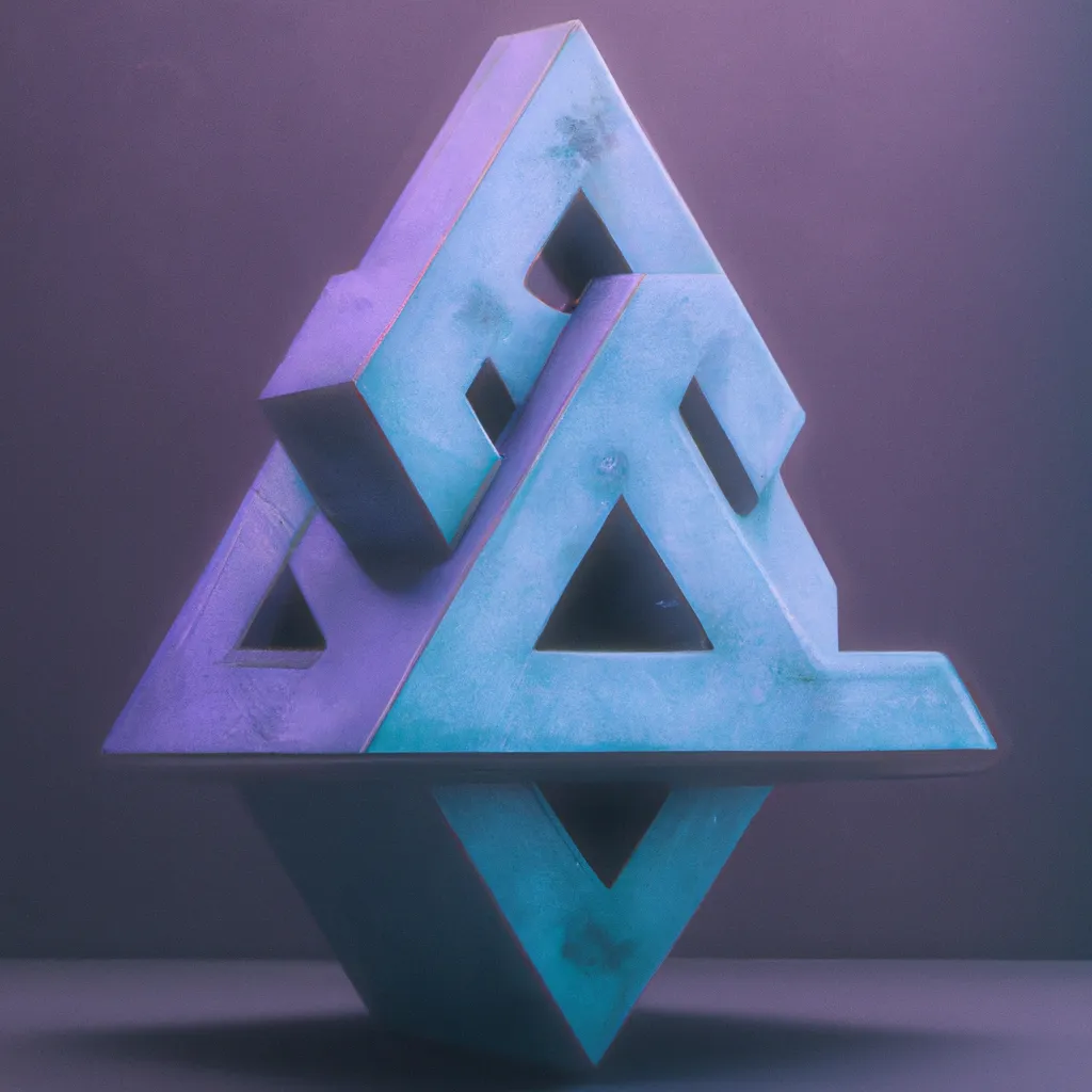 Prompt: Math shaped sculpture, professional photography, octane render, rough texture, digital art, cyan and purple, frontal view, profile picture