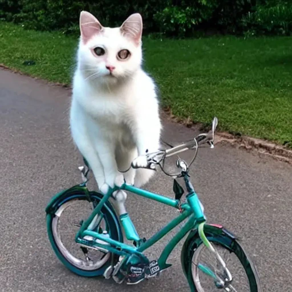 A cat riding a bicycle | OpenArt