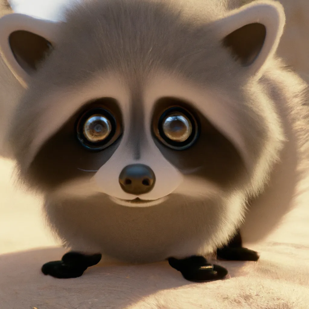 Prompt: cutest extra fluffy 3d Raccoon creature on earth with large eyes, Soft and poofy. Unreal engine. Cinema 4d. Cinematic. Pixar