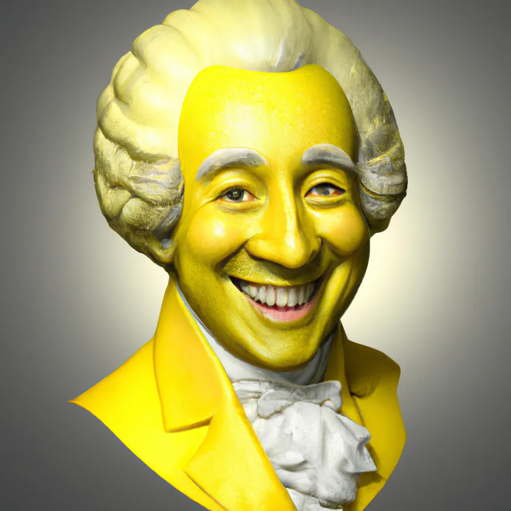 Prompt: Photo-Realistic-3-D Smiling Alexander Hamilton as a 100% Lemon